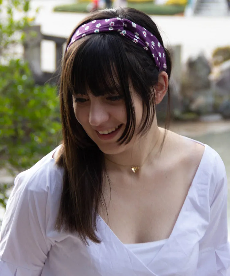 Purple Boho Japanese Fabric Headband / Snow Pellet Pattern