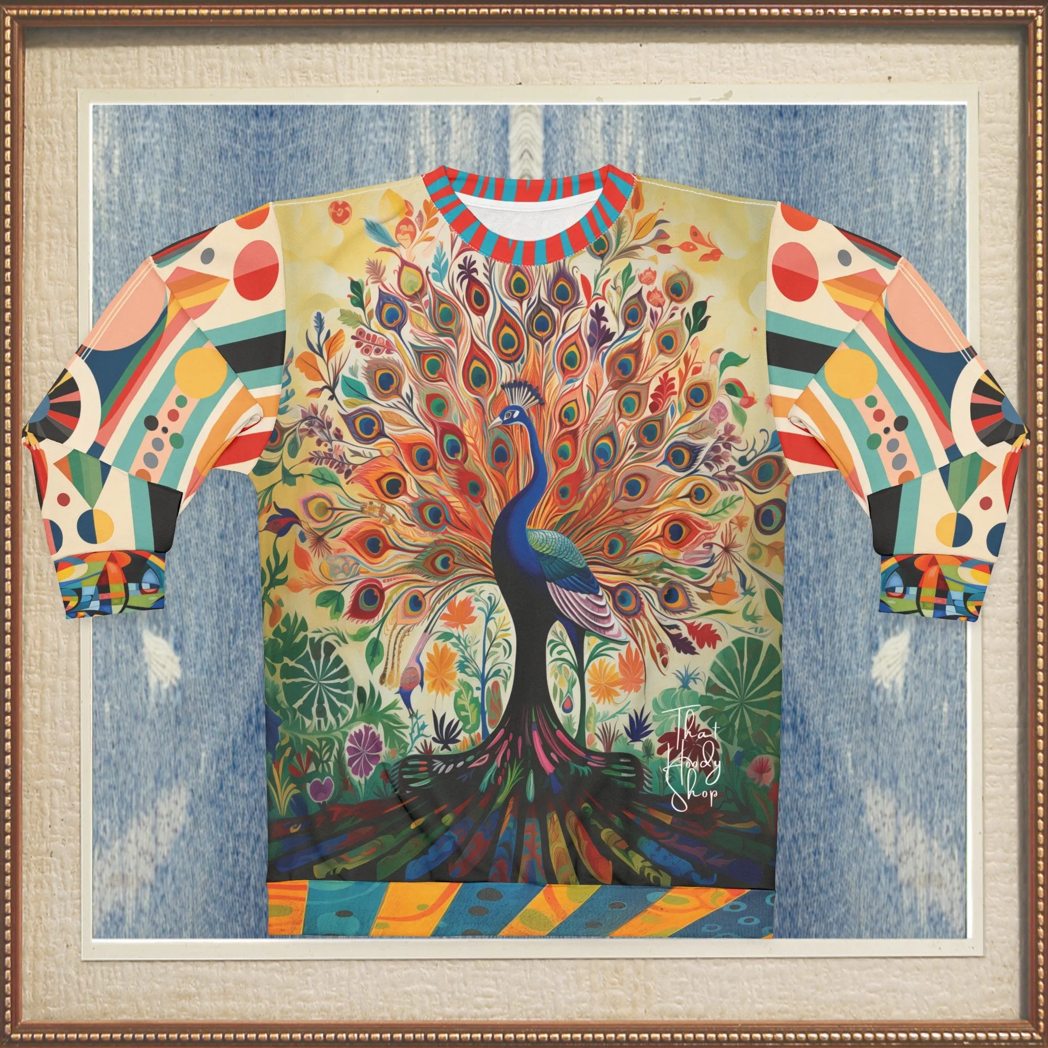 Rainbow Peacock in Jubilee Mid-Weight Polyester Unisex Sweatshirt (Gold Label)