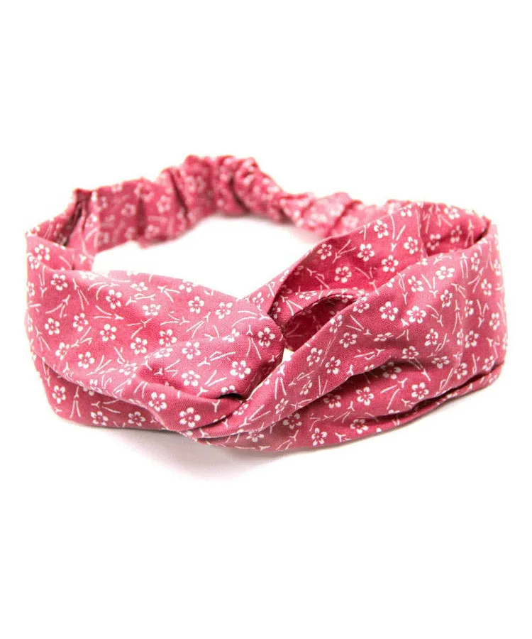 Red Plum Blossom Print Japanese Fabric Headband / Cotton Fabric Head Band