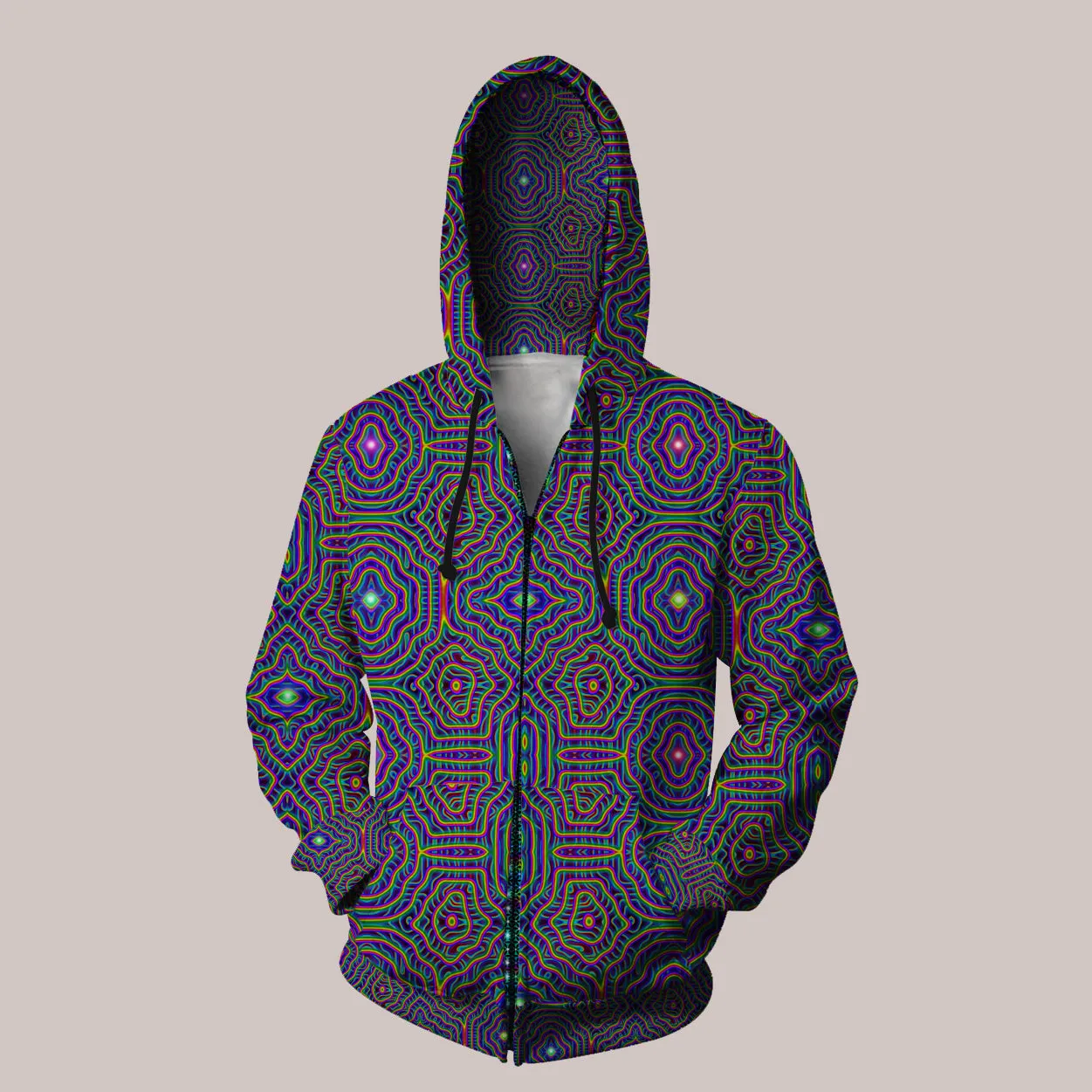 Reticulation Hoodie – Electro-Shamanic Geometric Psychedelic Art