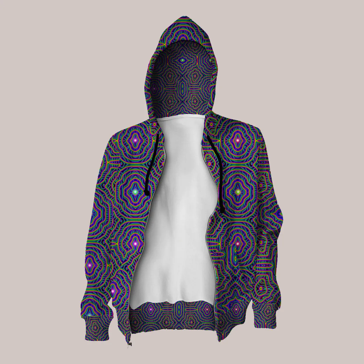 Reticulation Hoodie – Electro-Shamanic Geometric Psychedelic Art