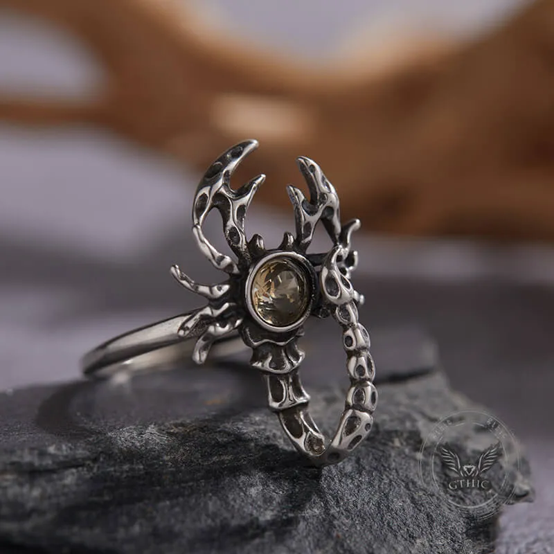 Retro Personality Exaggerated Opal Scorpion Stainless Steel Ring