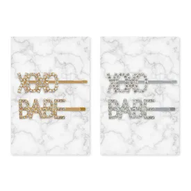 RHINESTONE BRIDAL PARTY WORD HAIR CLIPS - XOXO BABE