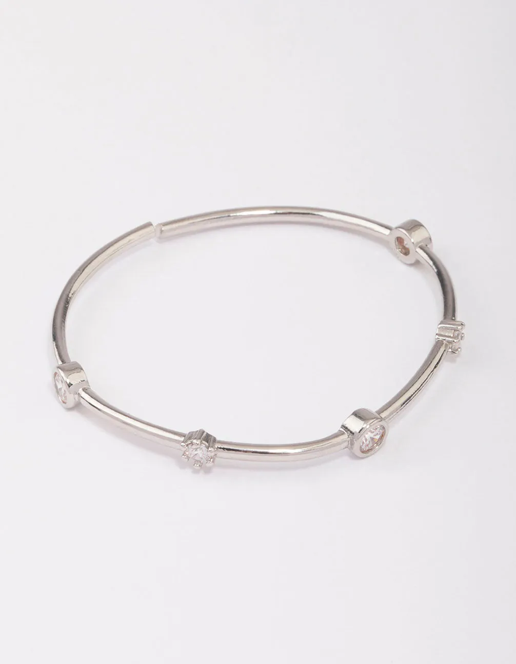 Rhodium Skinny Cubic Zirconia Wrist Cuff