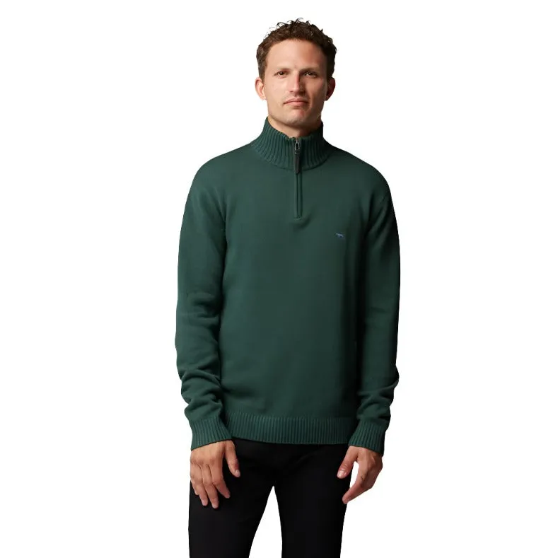 Rodd & Gunn Merrick Bay Mens 1/4 Zip Jumper  - Forest