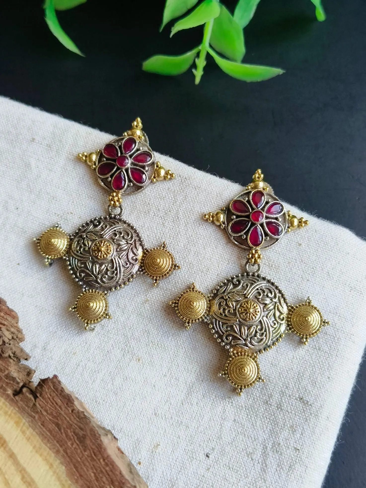 Ruby Golden Stud Earrings | Sarichka