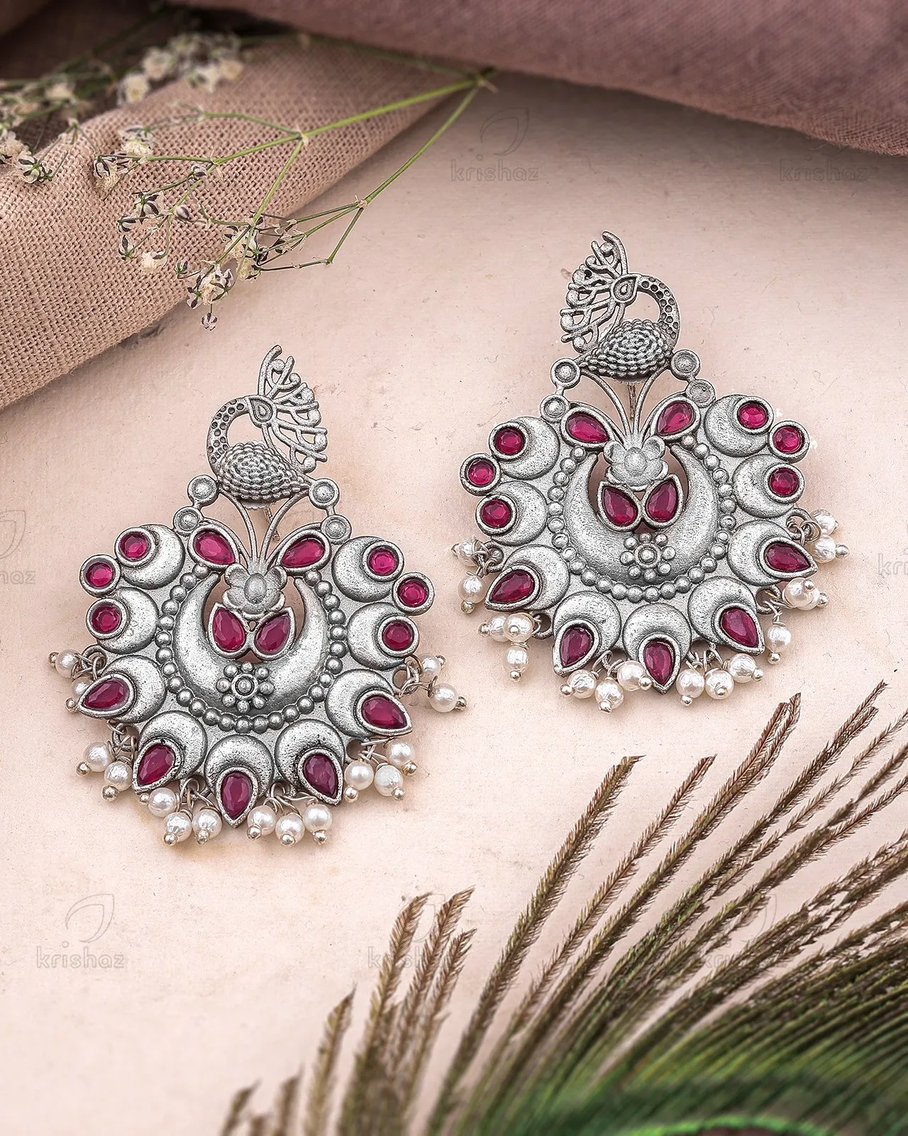 Saavan Peacock Studs