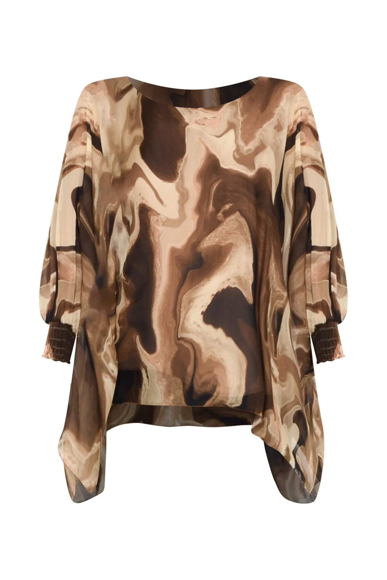 Sashia Brown Swirl Silk Layer Top