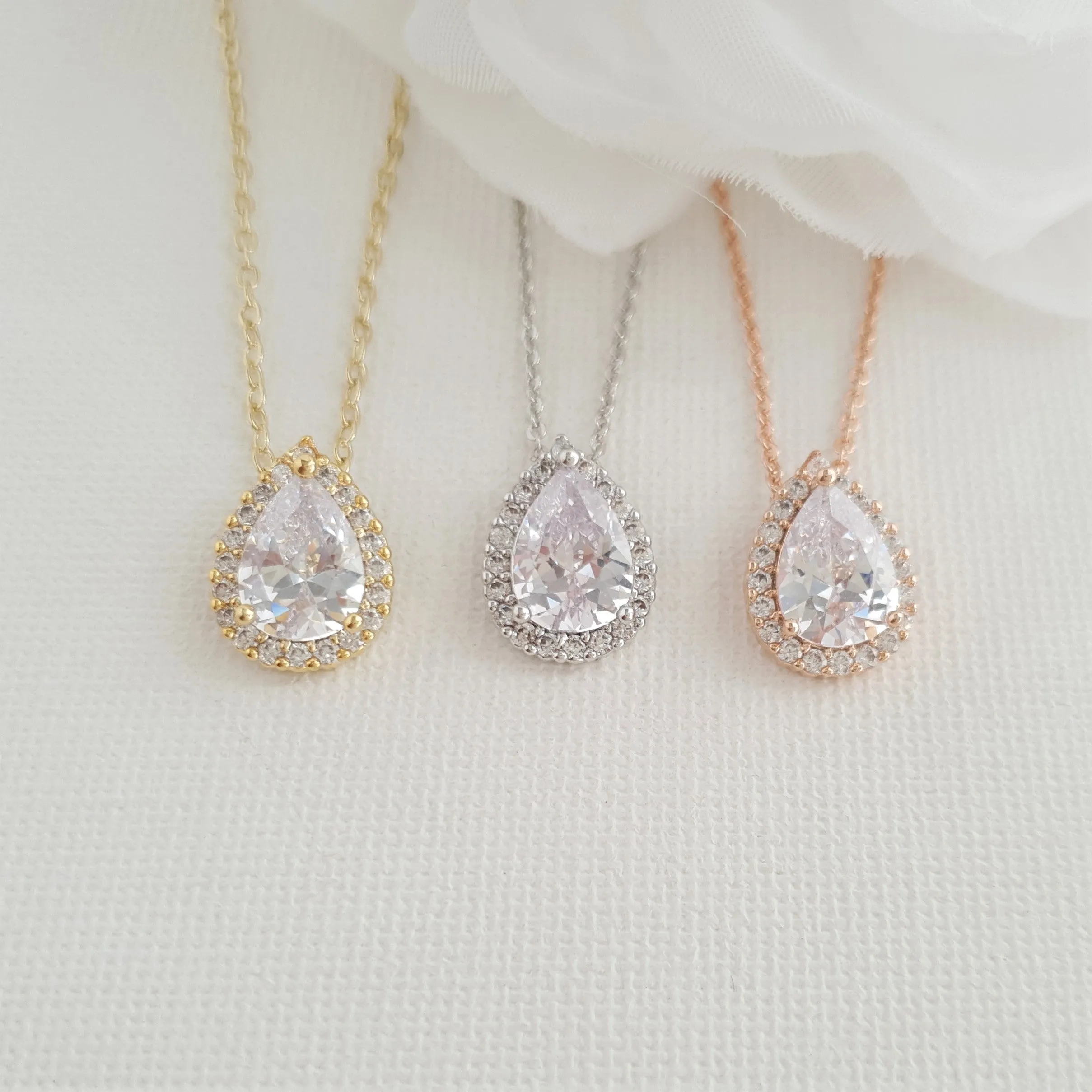 Simple Bridal Jewelry Set with Stud Earrings Necklace Bracelet-Emma