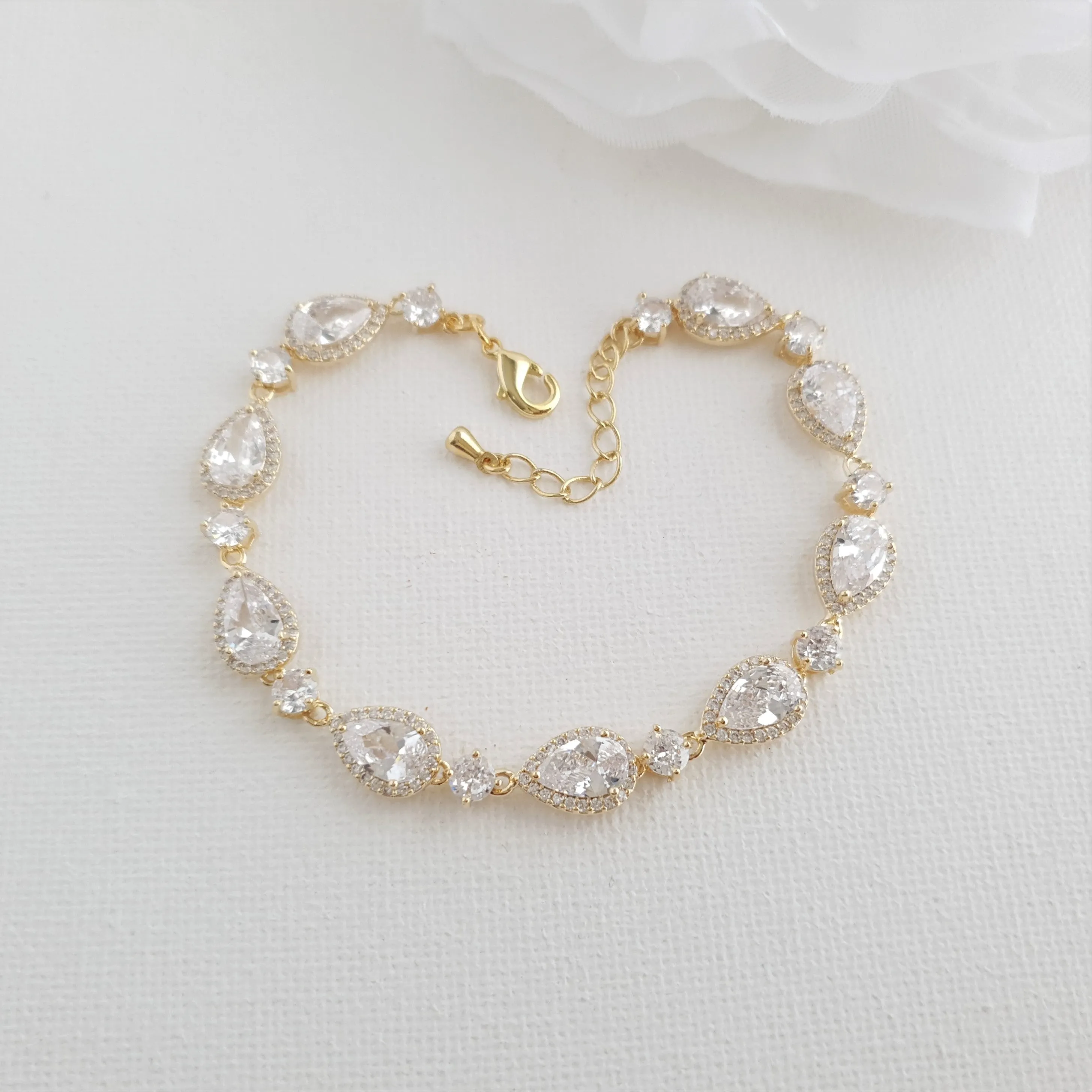 Simple Bridal Jewelry Set with Stud Earrings Necklace Bracelet-Emma