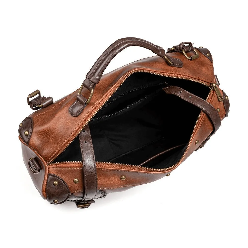 Steampunk Large Capacity Messenger Bag / Rivets Shoulder Bag