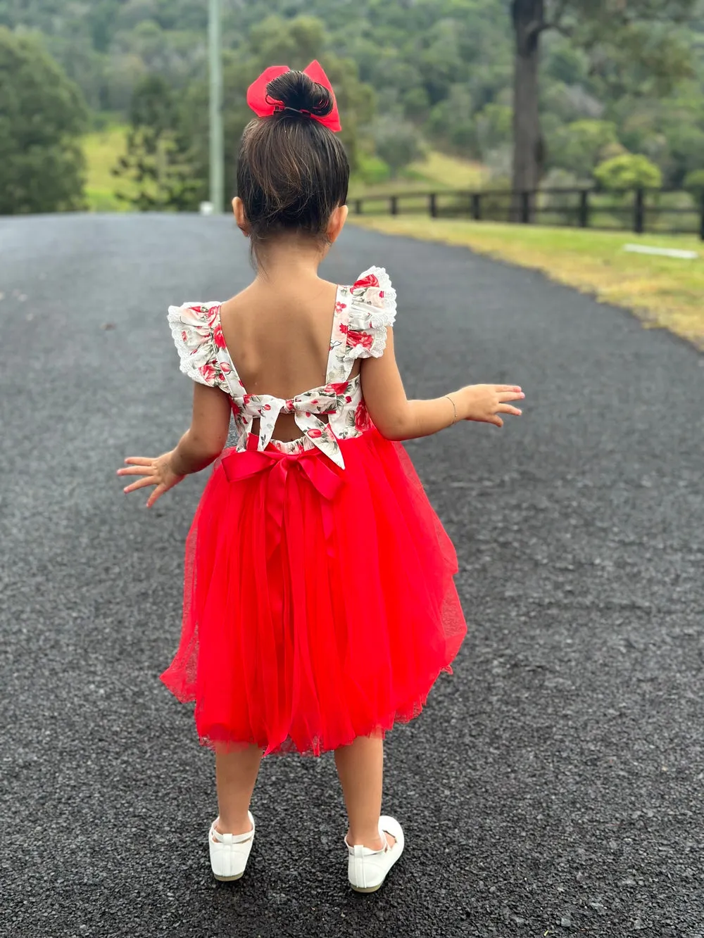 Stella Rose Girls Floral Dress - Red