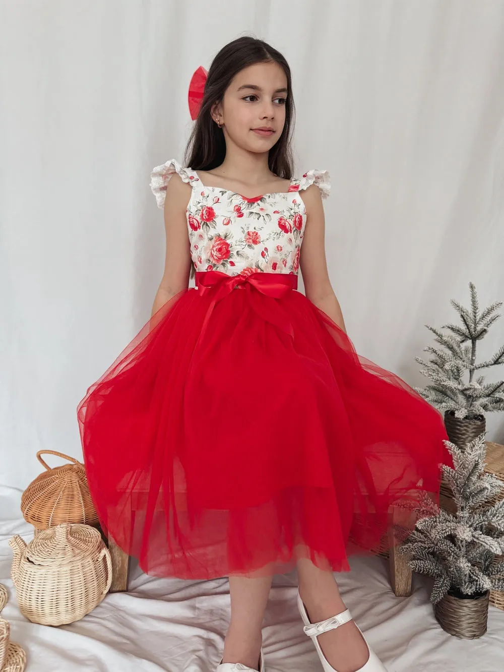 Stella Rose Girls Floral Dress - Red