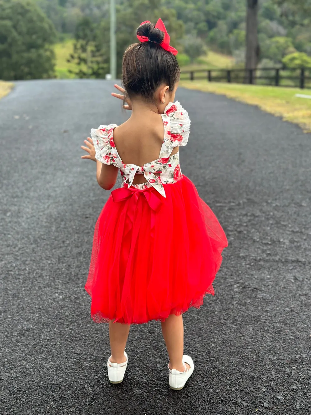 Stella Rose Girls Floral Dress - Red