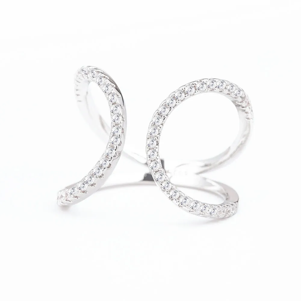 Sterling Silver Adjustable Minimalist Bypass Ring