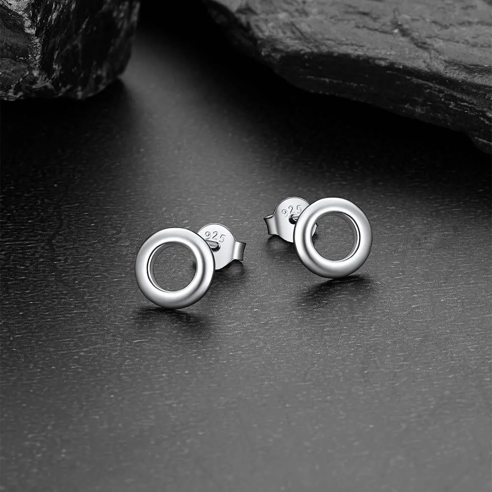 Sterling Silver Classic Circle Stud Earrings for Women