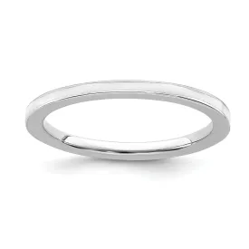 Sterling Silver White Enameled 1.5MM Ring