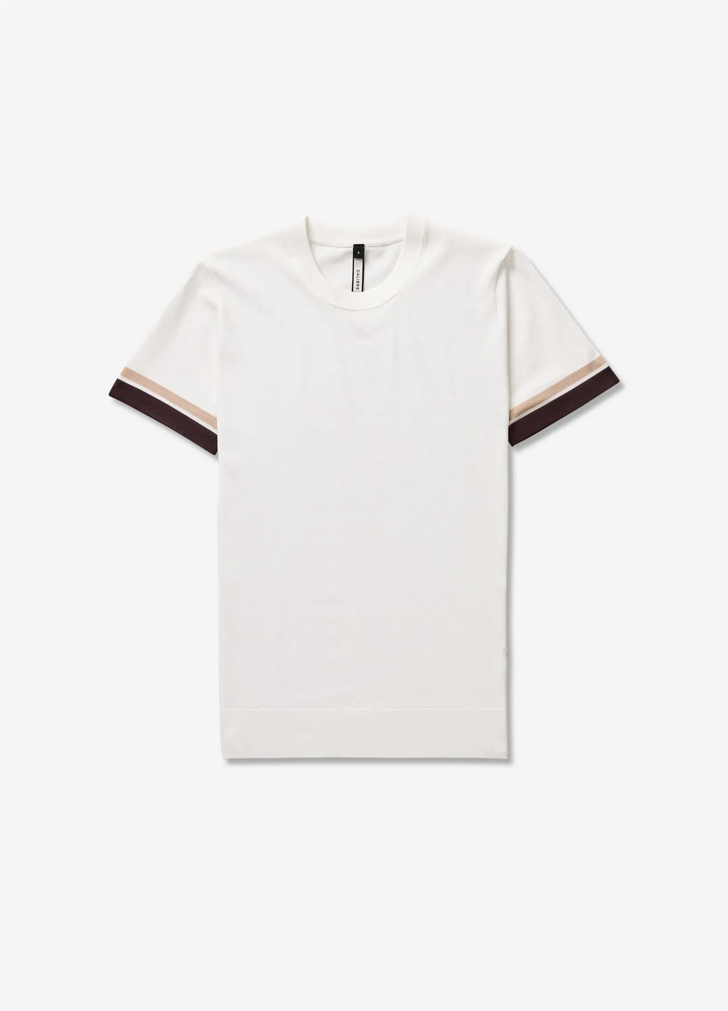 Striped Cuff Tech Knit T-shirt Ivory