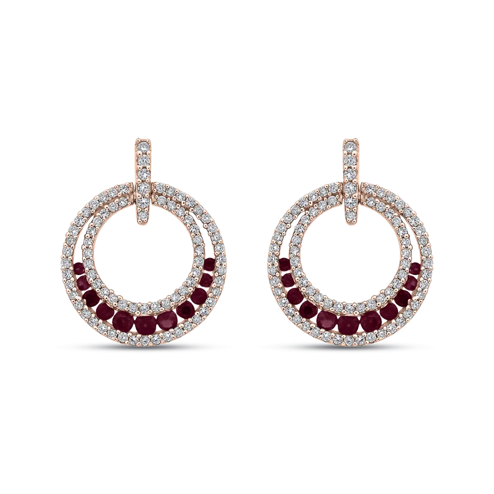 The Belina Earrings | Lab Diamond Crescent Drop Stud & Ruby