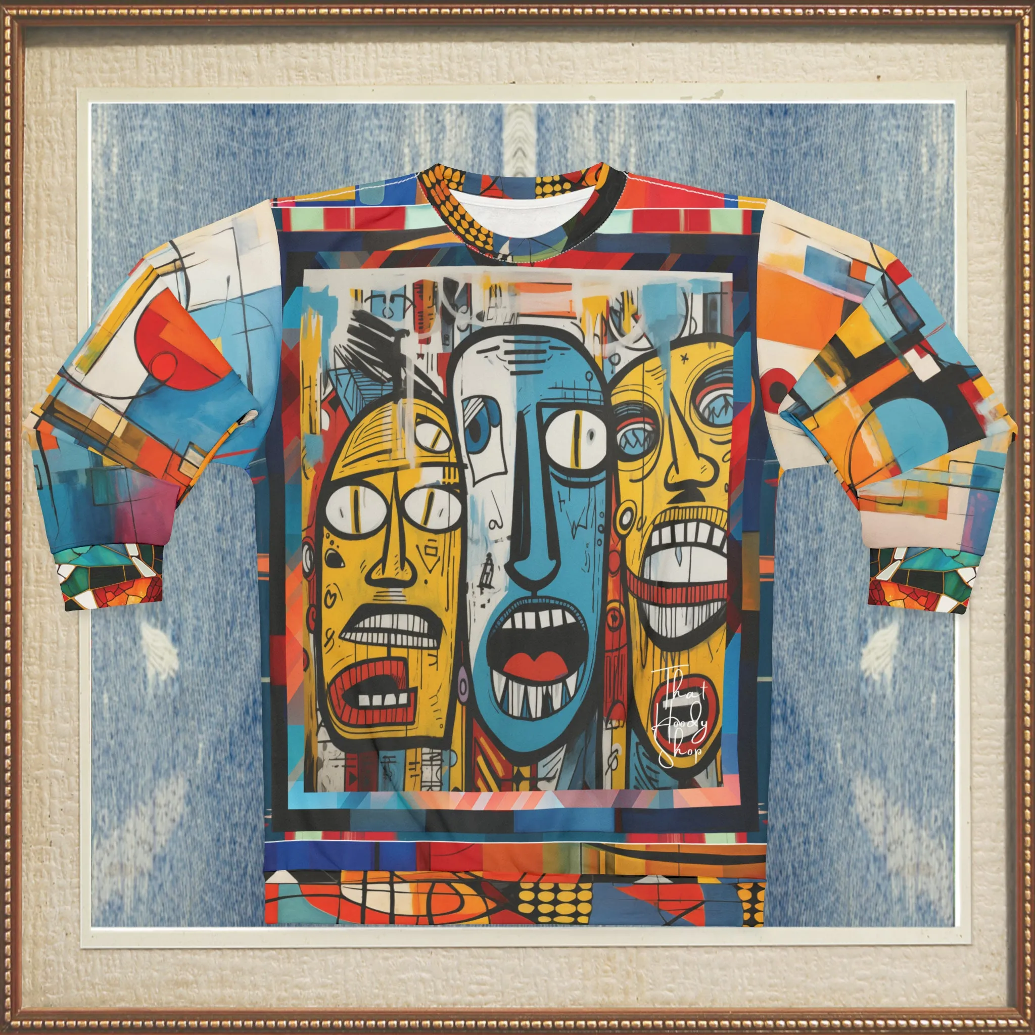 Three Lost Souls Abstract Graffiti Art Mid-Weight Polyester Unisex Sweatshirt (Gold Label)