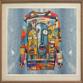 Three Lost Souls Abstract Graffiti Art Mid-Weight Polyester Unisex Sweatshirt (Gold Label)