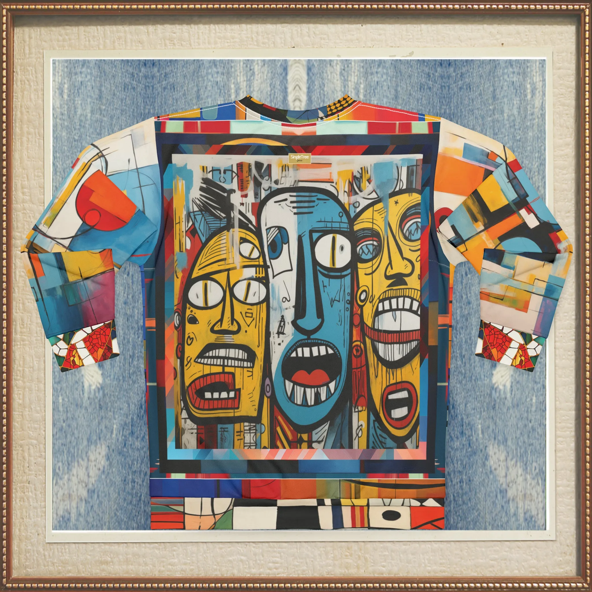 Three Lost Souls Abstract Graffiti Art Mid-Weight Polyester Unisex Sweatshirt (Gold Label)