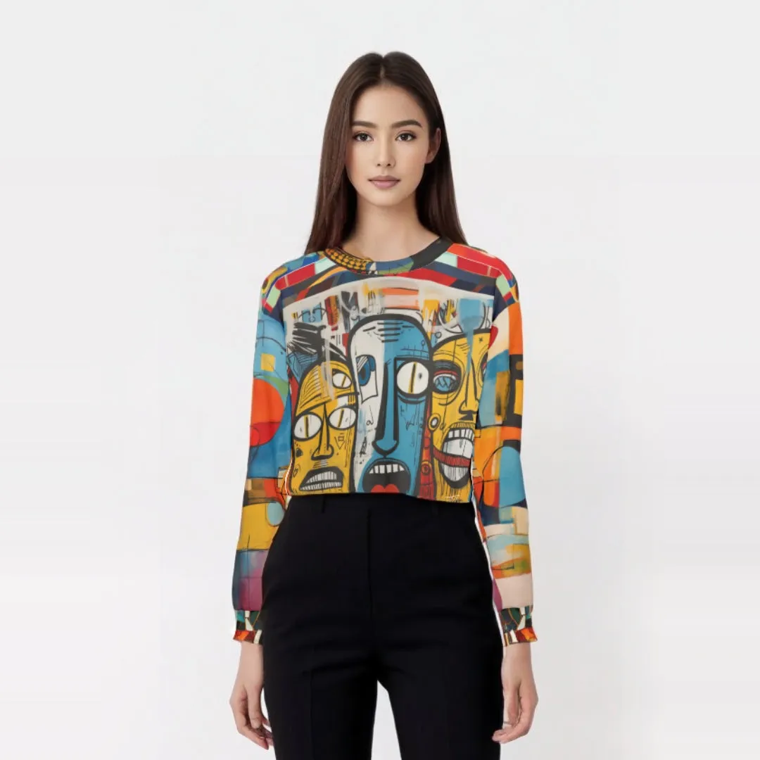 Three Lost Souls Abstract Graffiti Art Mid-Weight Polyester Unisex Sweatshirt (Gold Label)