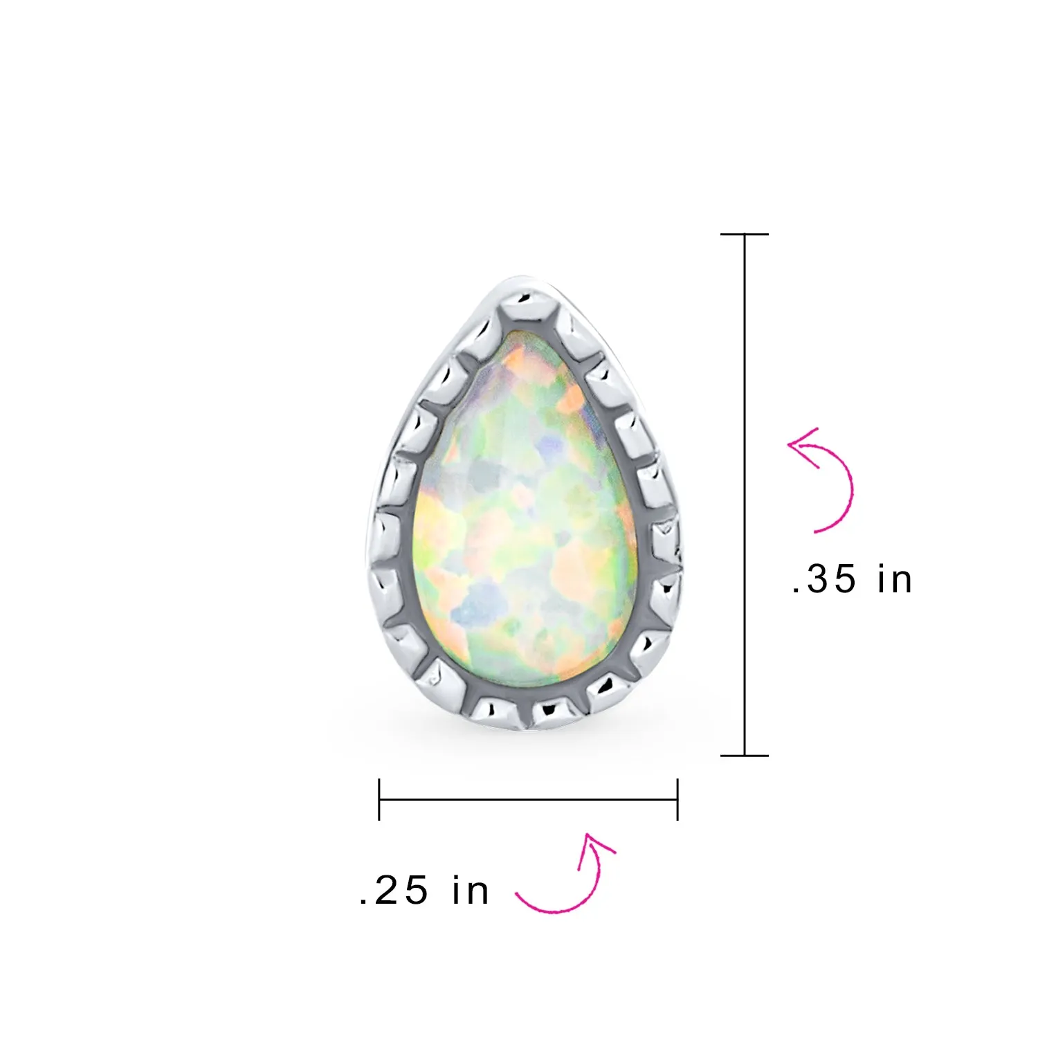 Tiny Iridescent Gemstone Teardrop Opal Stud Earrings, Sterling Silver, Vintage Style