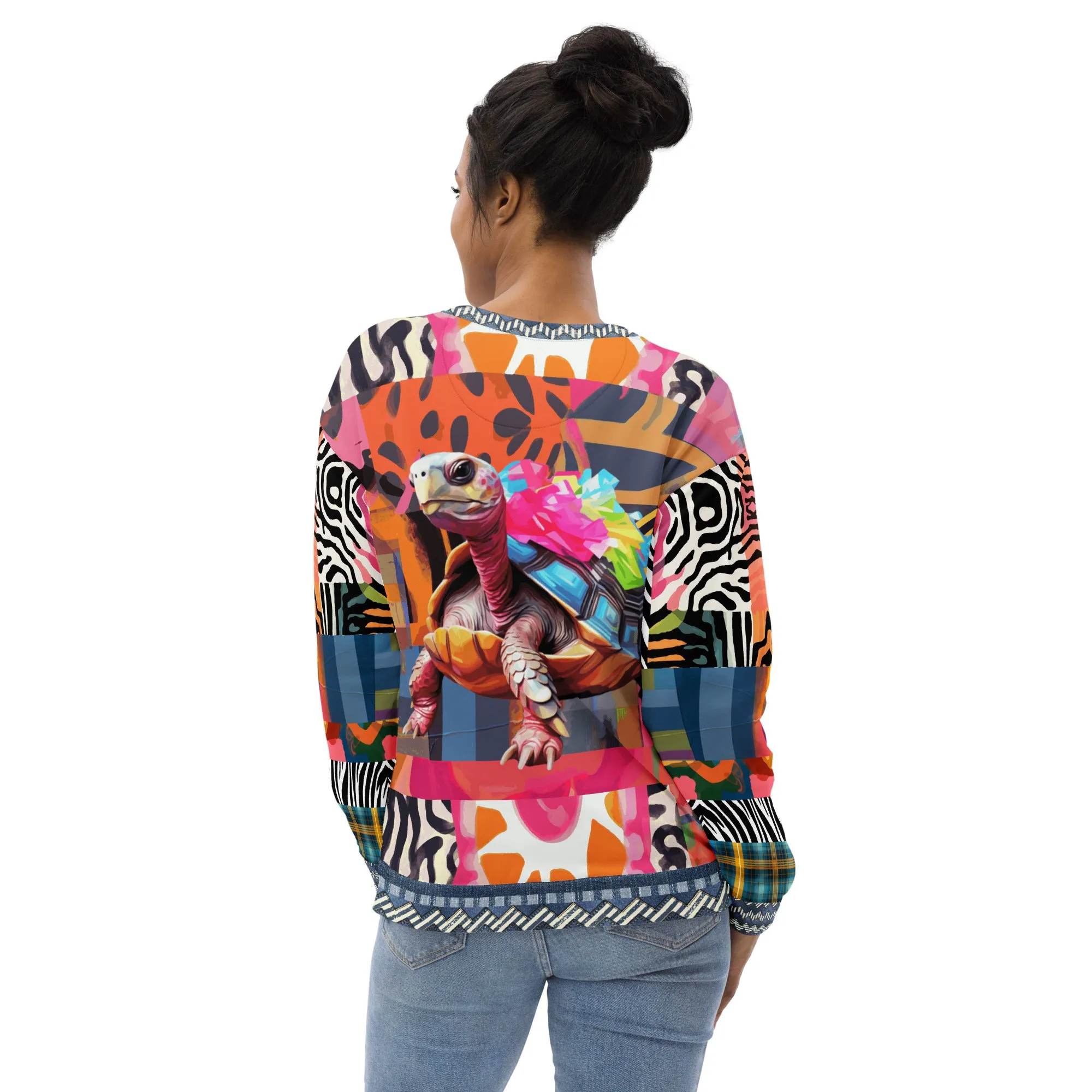 Tiptoe Through the Tulips Turtle Art Summer Weight Eco-Poly Unisex Sweatshirt