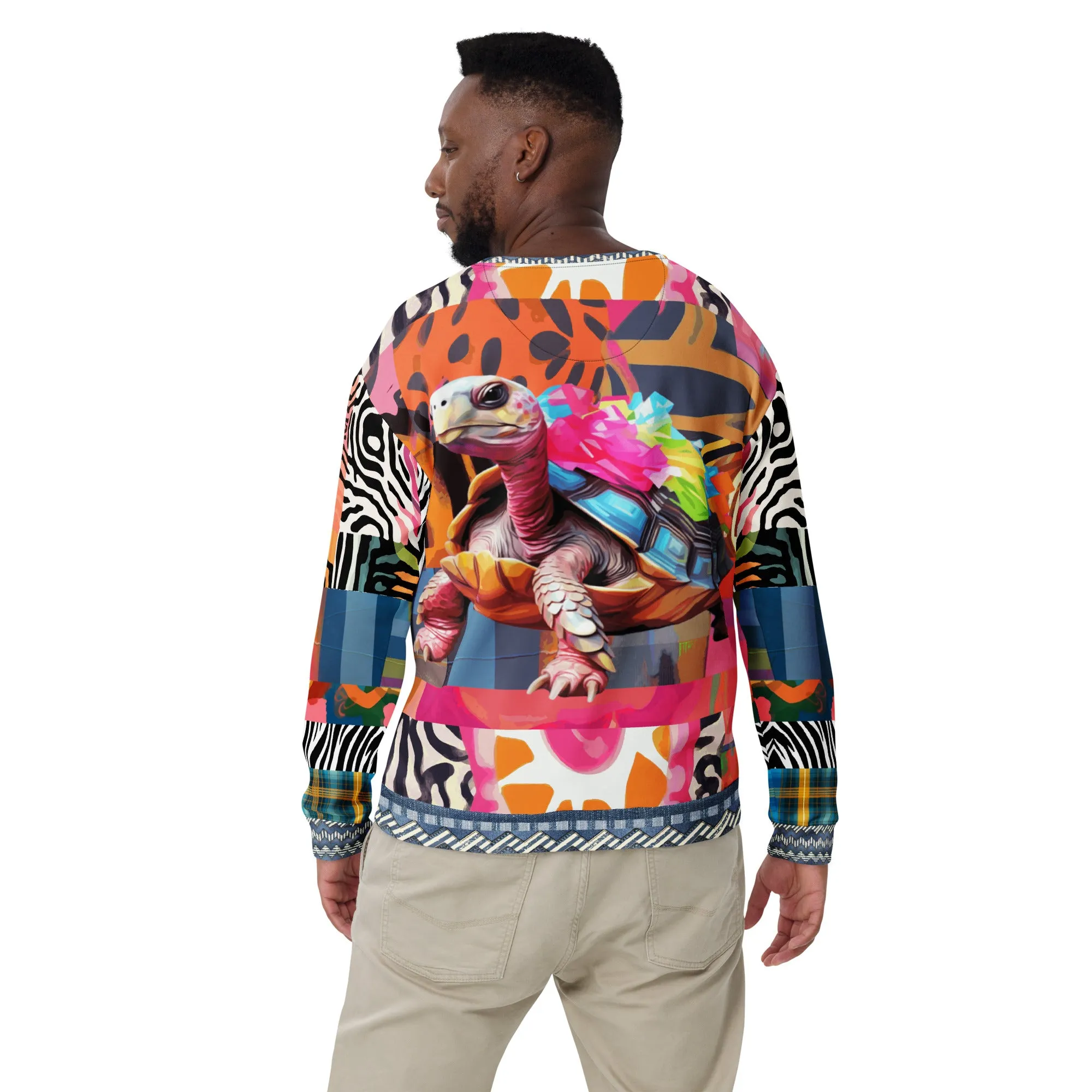 Tiptoe Through the Tulips Turtle Art Summer Weight Eco-Poly Unisex Sweatshirt