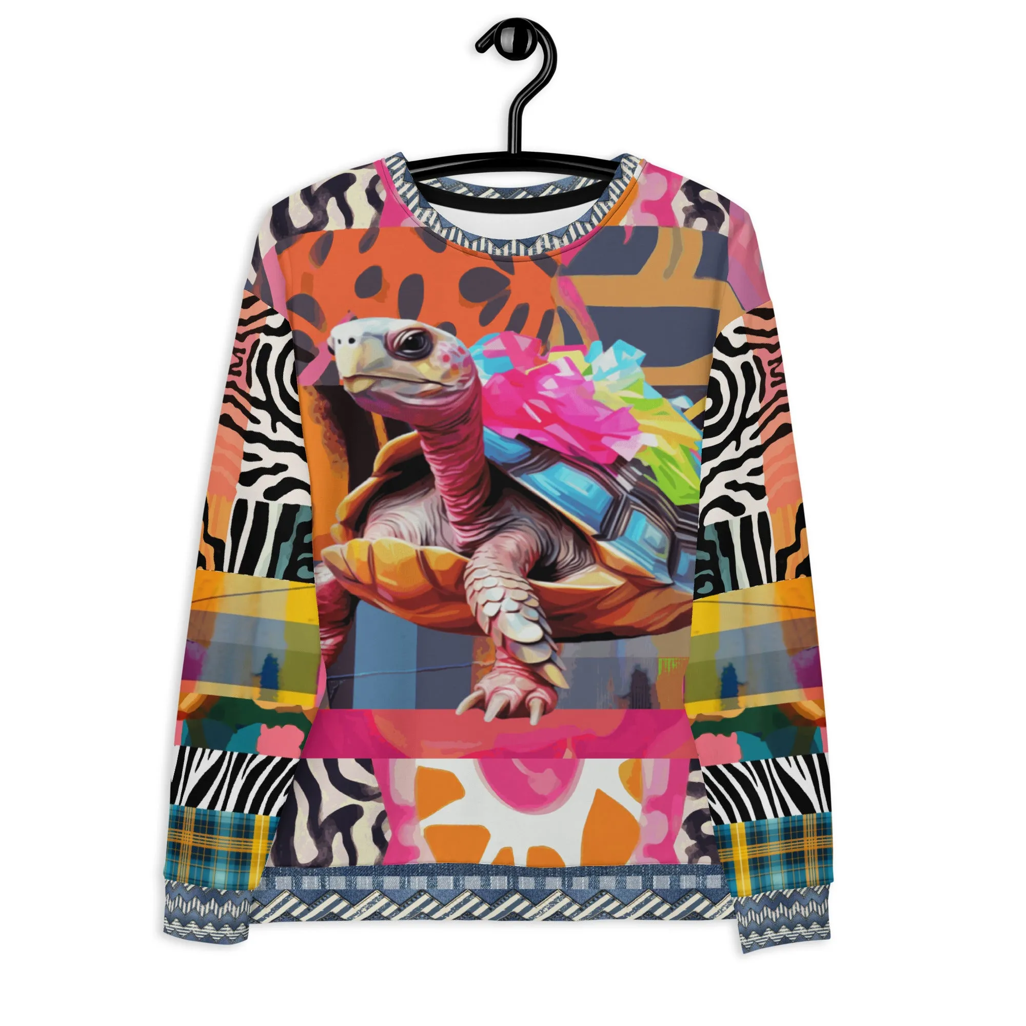 Tiptoe Through the Tulips Turtle Art Summer Weight Eco-Poly Unisex Sweatshirt