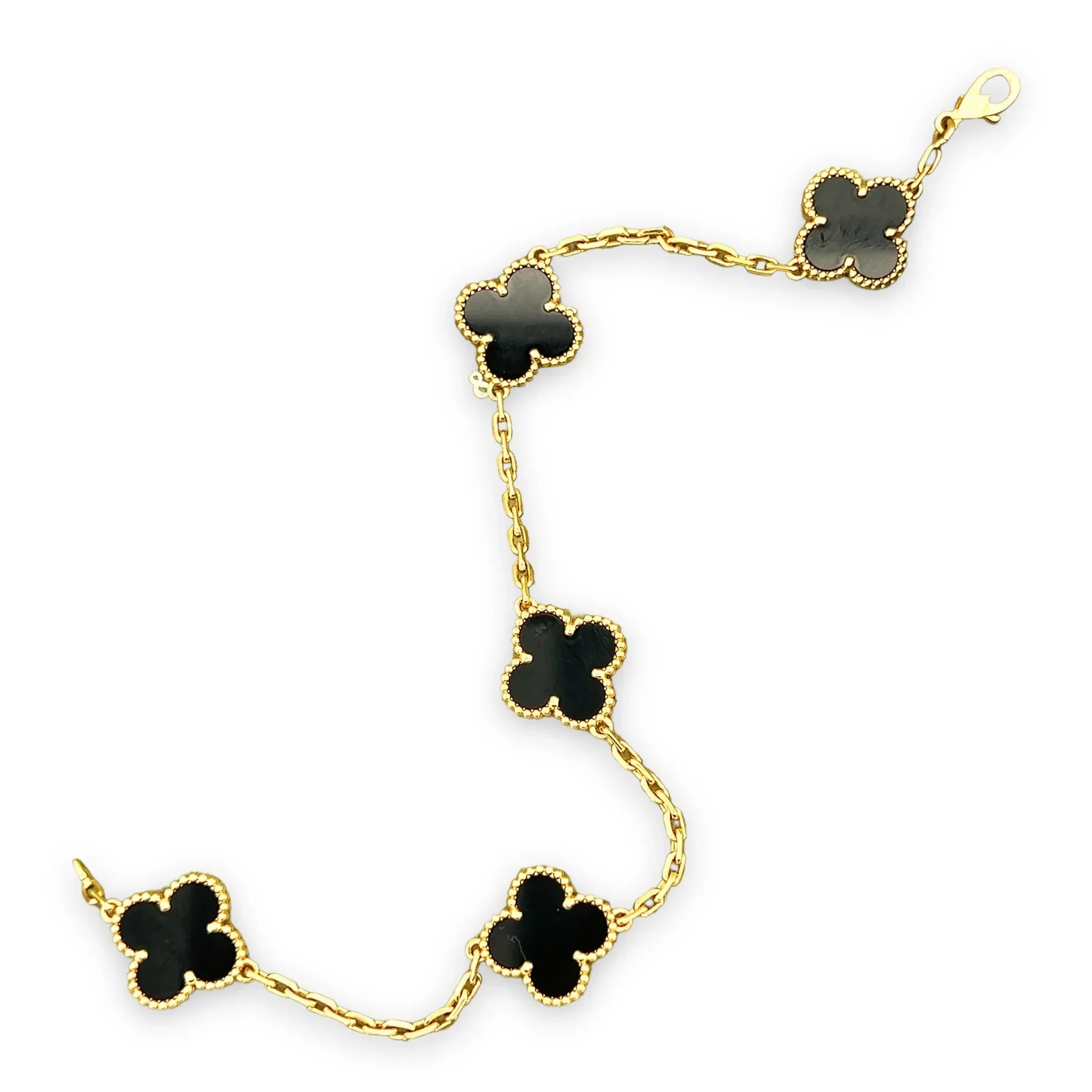 Toleet Gold Black 5 Motif Clover Bracelet