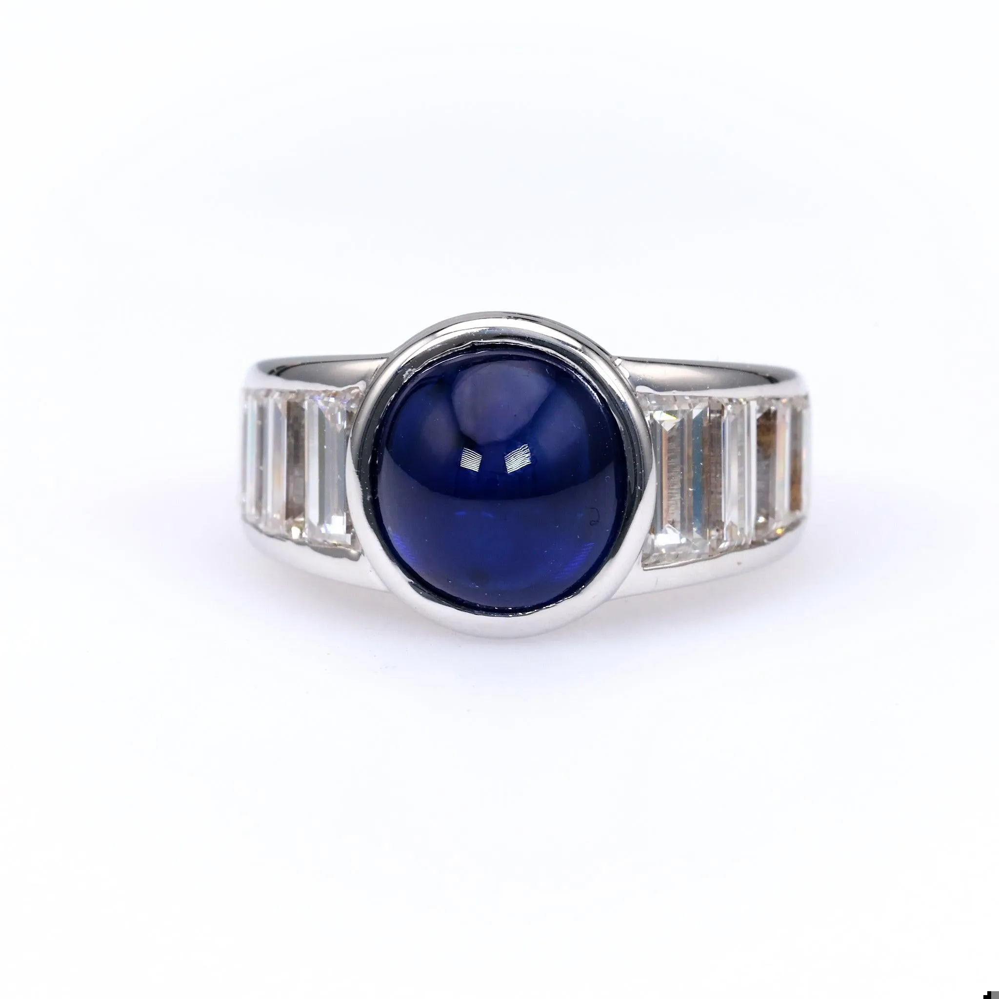 Vintage French GIA 5.00 Carat Ceylon Sapphire Diamond 18k White Gold Ring