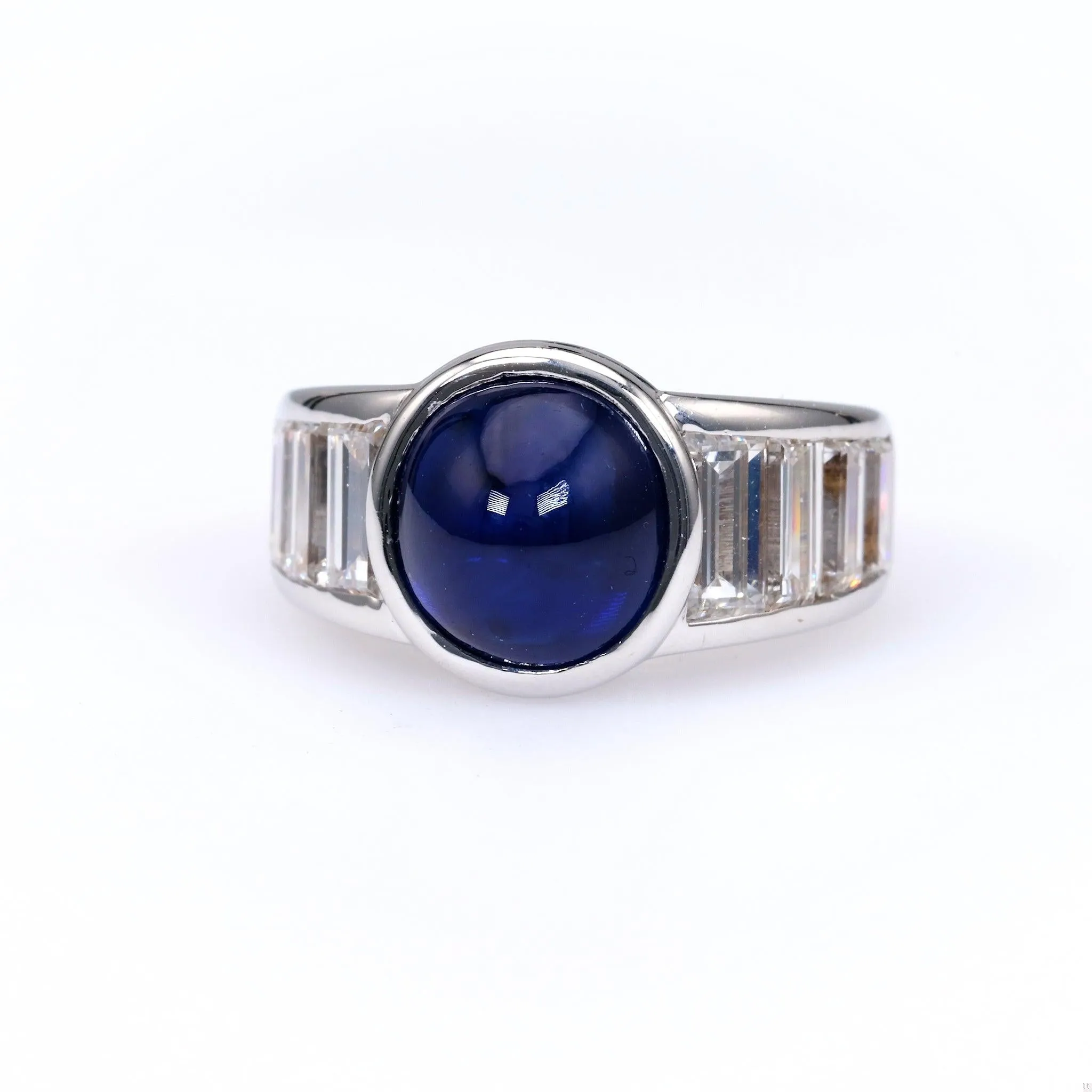 Vintage French GIA 5.00 Carat Ceylon Sapphire Diamond 18k White Gold Ring