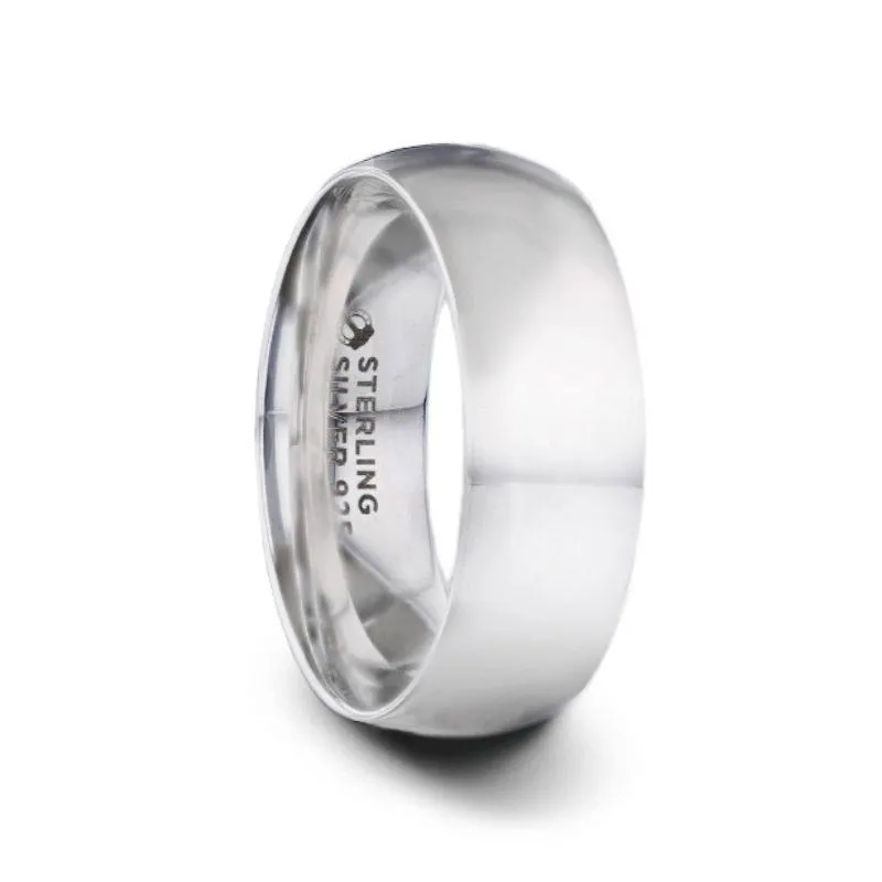 VIVID Silver Polished Finish Domed Wedding Band - 4mm & 8mm