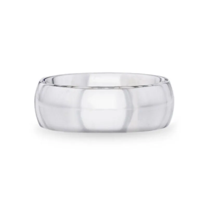 VIVID Silver Polished Finish Domed Wedding Band - 4mm & 8mm