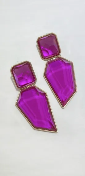 What a Gem! Magenta Stones Earrings