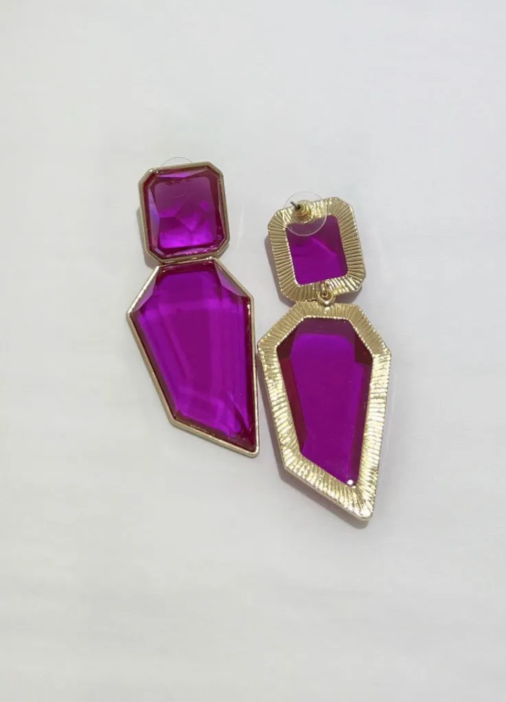 What a Gem! Magenta Stones Earrings