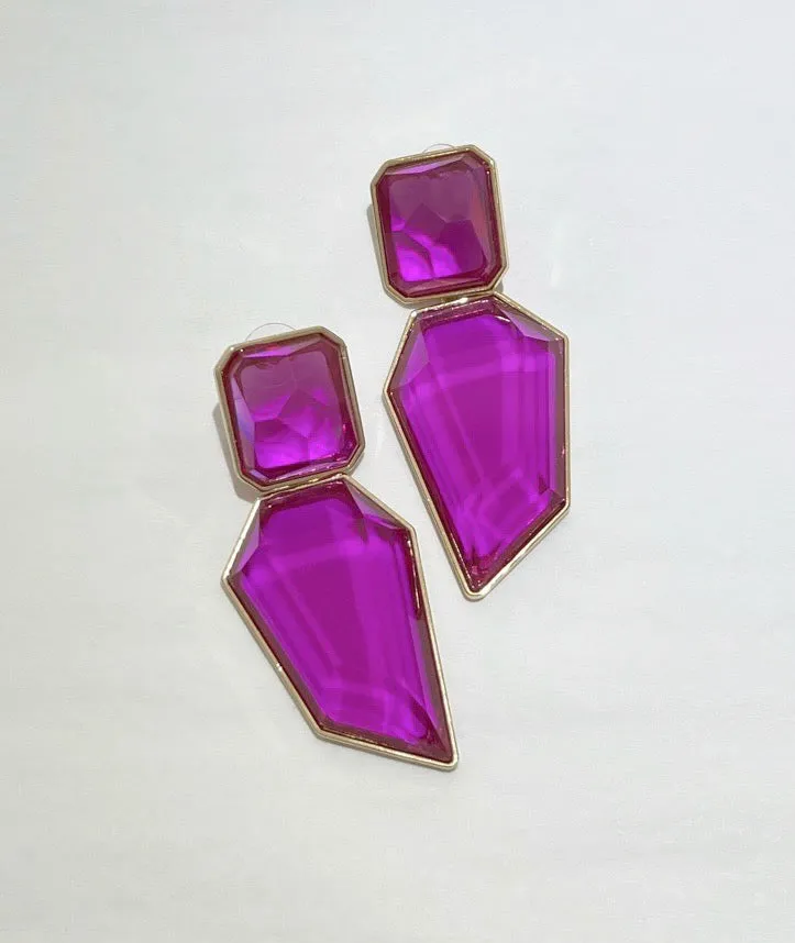 What a Gem! Magenta Stones Earrings