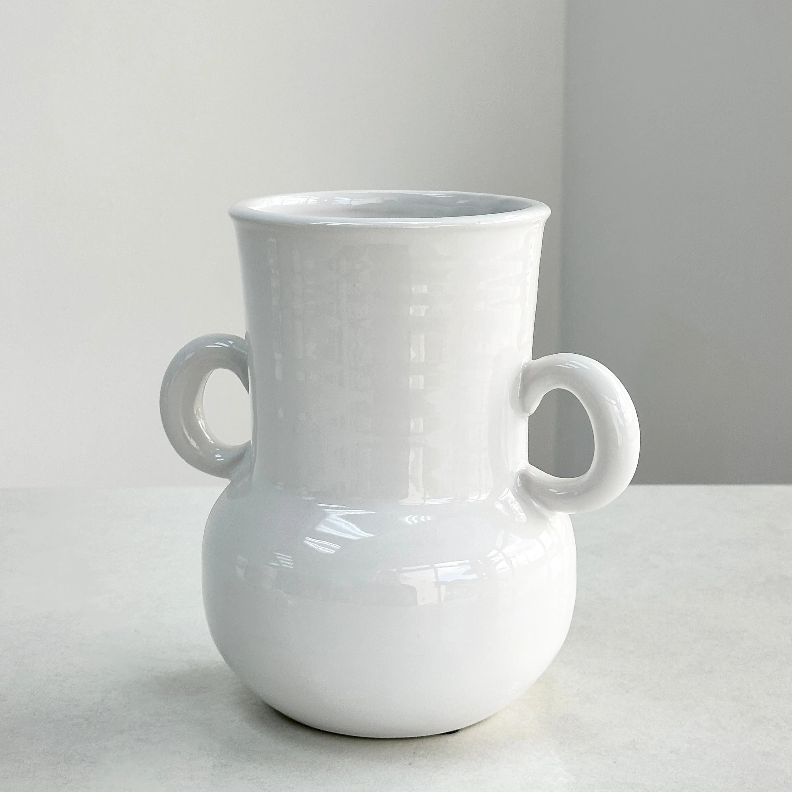 White Vase With Ring Handles